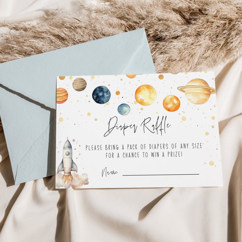 Space Diaper Raffle Ticket Template Boy Baby Shower Diaper Raffle ...