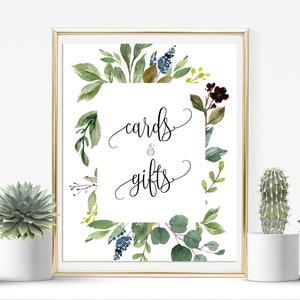 Greenery Cards And Gifts Sign, Cards And Gifts Sign, Gift Table Sign, Greenery Wedding Reception Sign, Wedding Gift Sign, Gifts Sign, P17