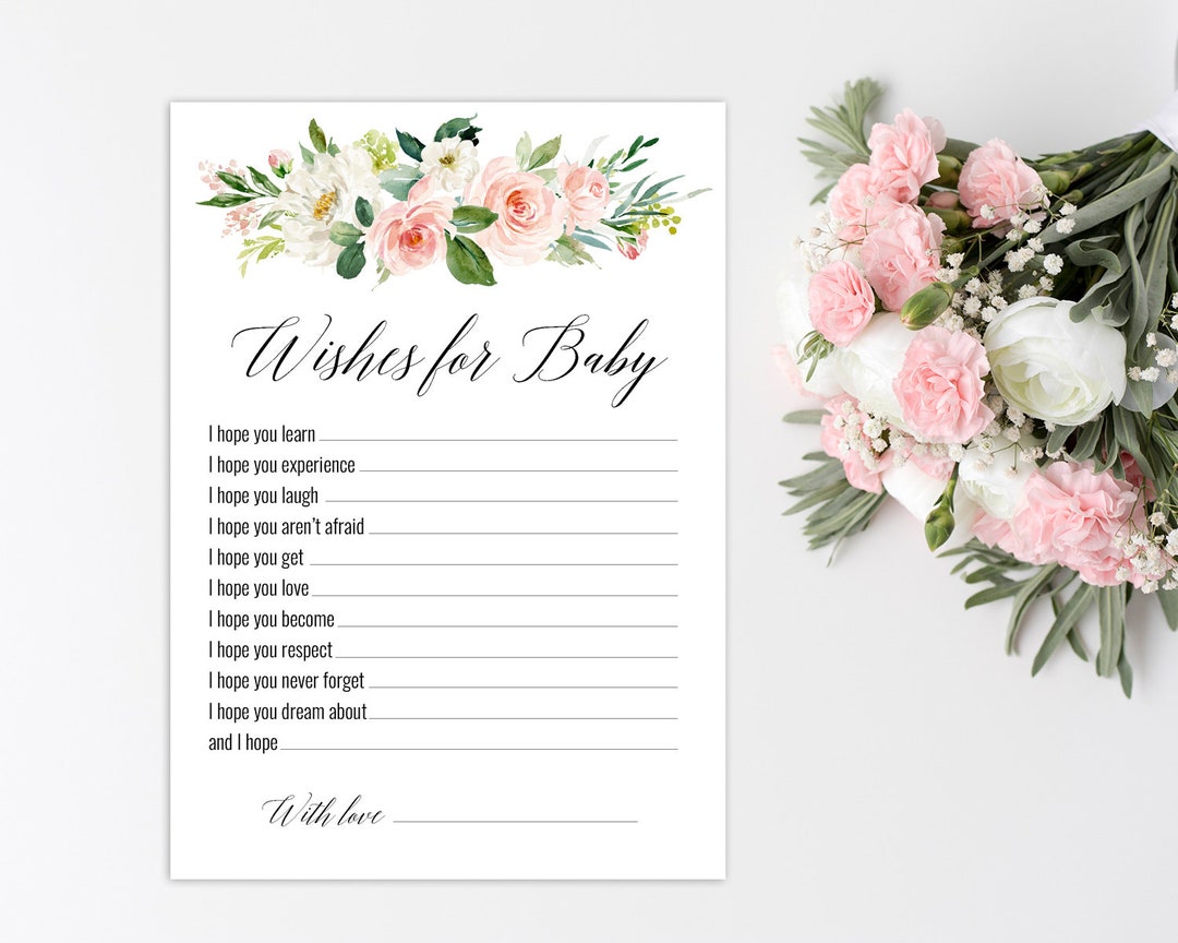 Wishes for Baby Card, Baby Shower Wishes, Printable Baby Shower Game