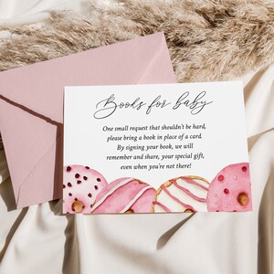 Donut Boek Verzoek Kaartsjabloon Meisje Babyshower Boek Verzoek Dessertboeken Voor Baby Invoegen Breng Een Boek In Plaats Van Een Kaart Templett P90