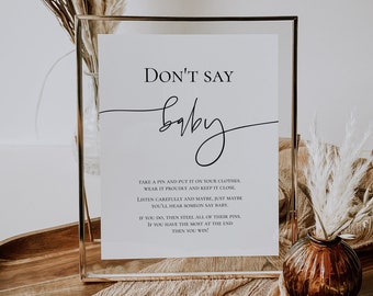 No digas bebé juego signo digital baby shower juego imprimible No digas bebé minimalista baby shower decoraciones descarga instantánea Templett, P79