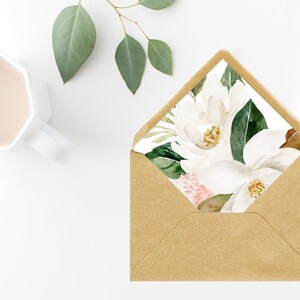 Blush Envelope Liners, Envelope Liners, A7 Euro Flap, A7 Envelope Liners, Printable Envelope Liners, Magnolia Florals, Envelope Liner, P25