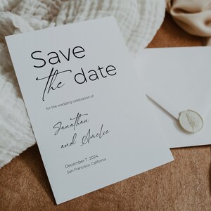 モダンな Save The Date 招待状テンプレート、Save Our Date、100% 編集可能、ミニマリスト Save The Date、シンプル、Save The Date パーティー、テンプレート、P52
