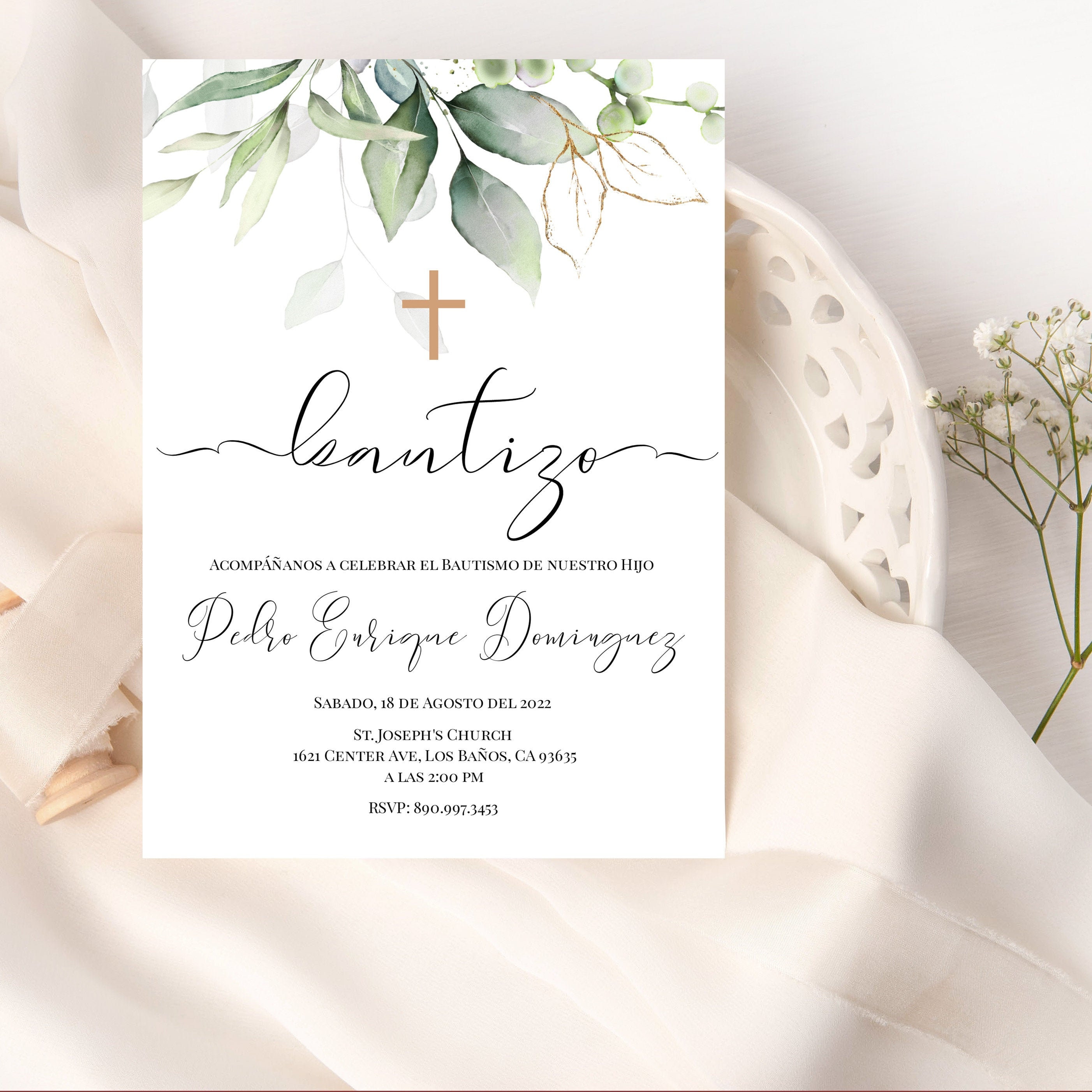 Invitacion De Bautizo Bautizo Invitation in Spanish Etsy