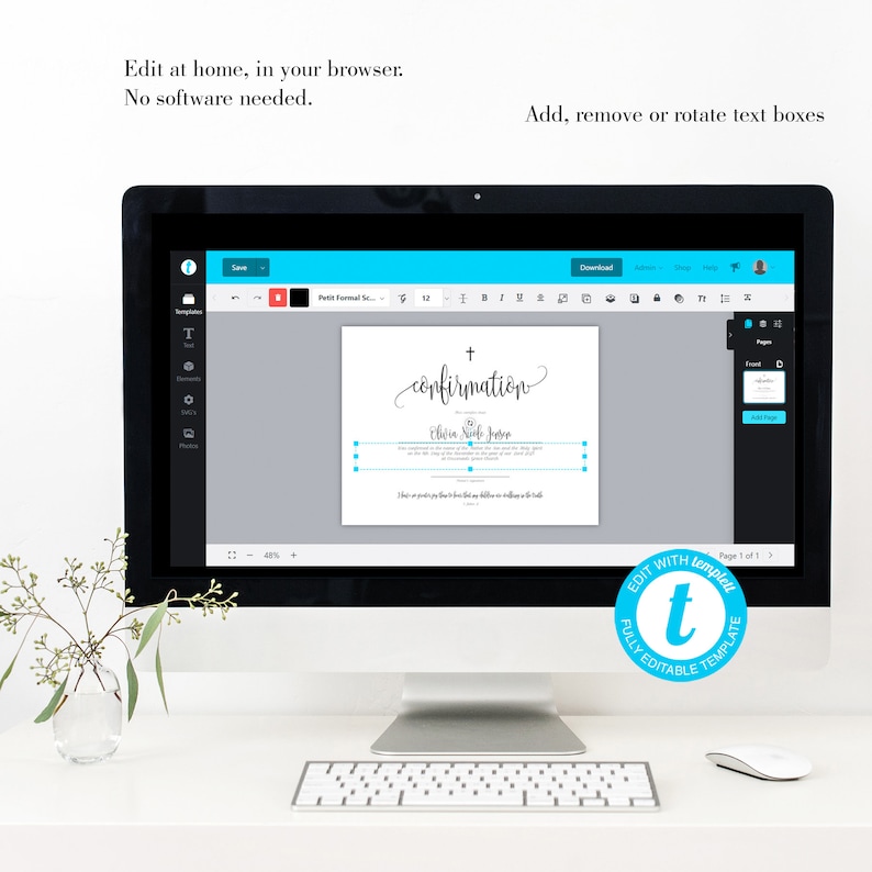 Confirmation Certificate Template Editable Confirmation Certificate ...