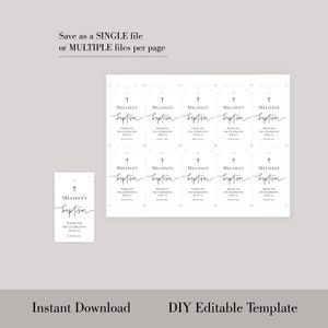 Plantilla de etiqueta de recuerdo de bautismo Descarga de etiqueta de recuerdo religiosa sencilla para imprimir Etiqueta de recuerdo de bautismo moderna Descarga instantánea Etiqueta de recuerdo editable Templett P79 imagen 5