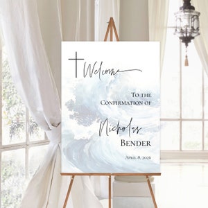 Blue Confirmation Welcome Sign Template Religious Welcome Sign Editable ...
