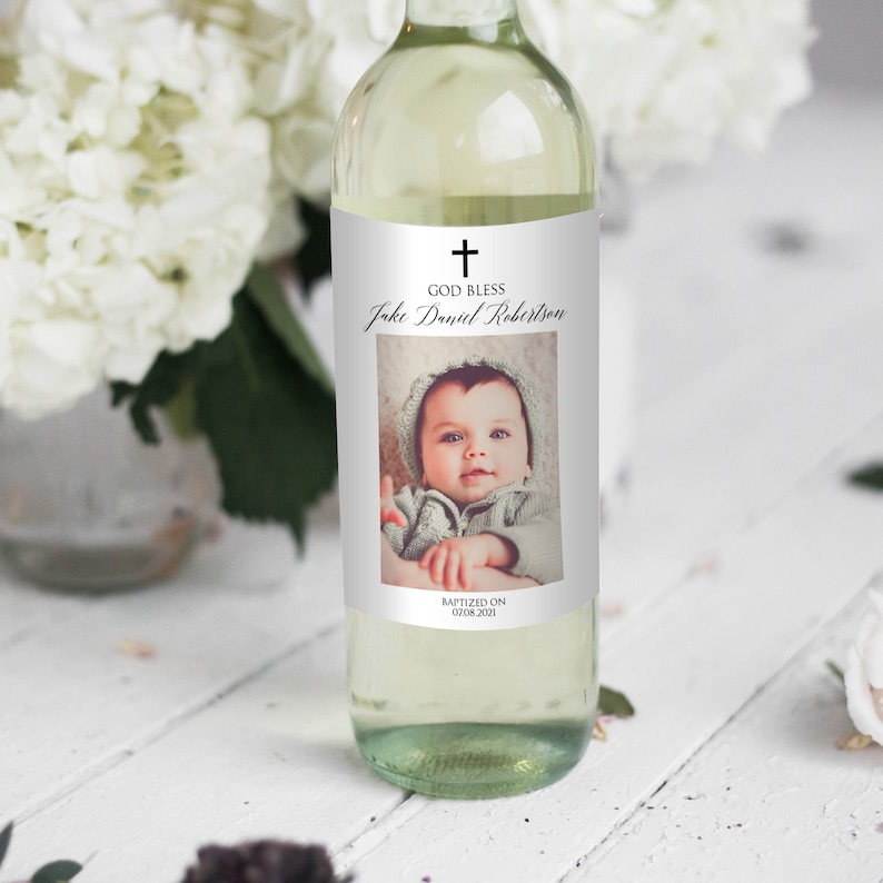 Baptism Wine Bottle Label Template Bottle Label Template Etsy France