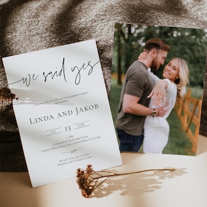 We Said Yes Invitation Minimalist Engagement Invitation Template We Are Engaged Printable Engagement Party Minimal Photo 100% Editable, P79