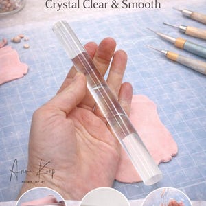 Acrylic Clay Roller for Polymer Clay - Transparent Clay Roller Tool, Smooth NonStick Roller for Sculpting and Doll Making
