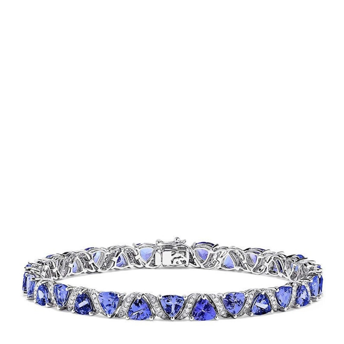 Tanzanite Trillion Tennis Bracelet in Sterling Silver Tennis Etsy