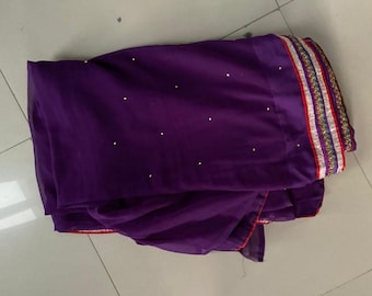 Vintage Sari Old Saree Blue Traditional Sari Georgette Sari Indian Sari Drapes Used Sari