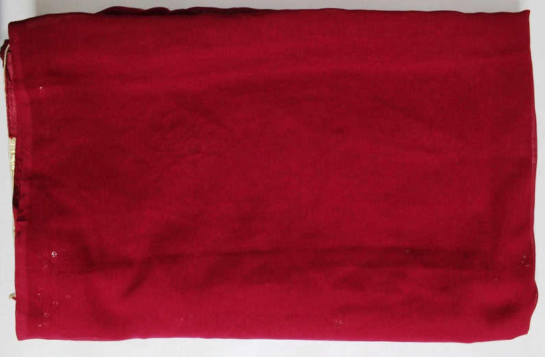 Free Shipping Maroon Sari Traditional Vintage Printed Georgette Indian culture Women Clothing Sari