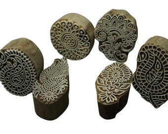 Floral Wooden Printing Blocks, Textile & Tattoo DIY
