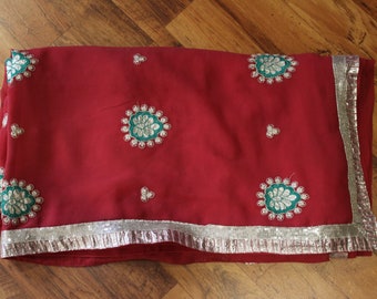 Indian Sari Vintage Saree 5yrd Georgette Sari Saree Fabric Used Sari Drapes