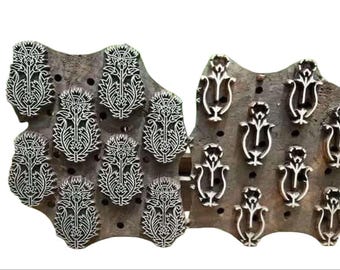 Textile wooden printing block 2 colour printing stamp dye