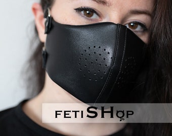 Frauen Leder Gesichtsmaske Erwachsene, wiederverwendbare Mundbedeckung Leder Gesichtsmaske, AntiStaub Maske, Arzt Pest Maske mit Löchern