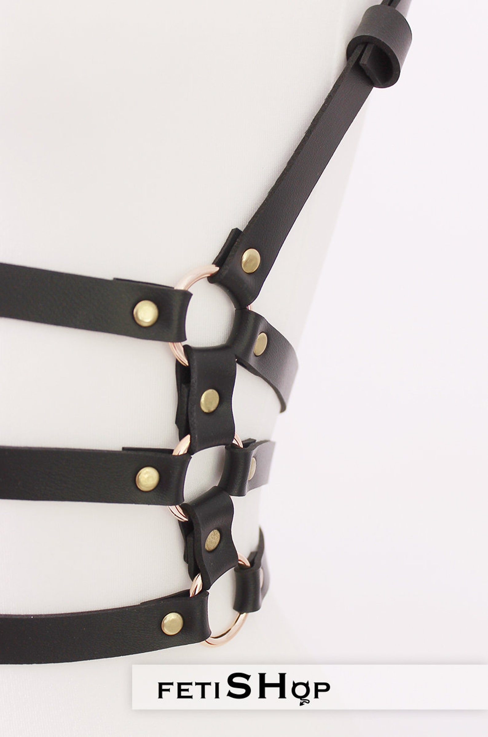Black leather body harness chest sword belt body harness Etsy