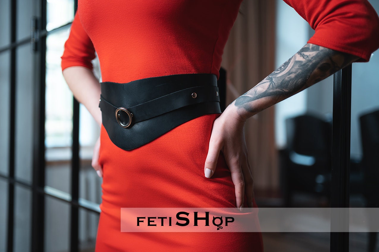 Leather Women Wide Waist Belt Black Corset Belt Over Dress Etsy