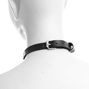 Leather metal chain choker collar with two chain and o'ring pendant for women zdjęcie 7