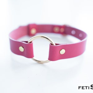 Leather classic thin choker collar Lola, centre o'ring clip. CHOICE OF COLOURS. gift for girl zdjęcie 9