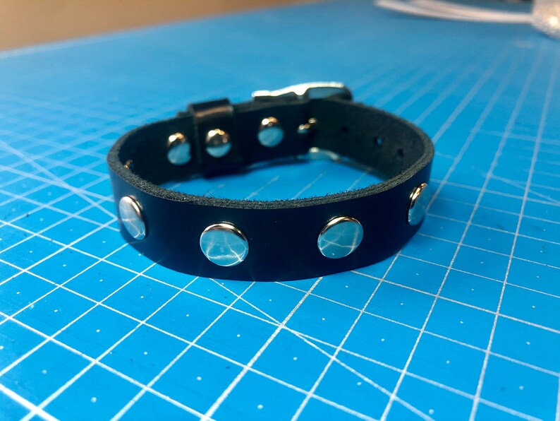 biker bracelet women/' bracelet black leather bracelet with rivets gift for her Leather thin cuff bracelet with rivets men/'s bracelet