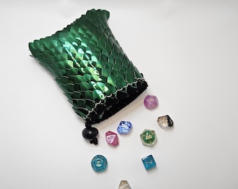 Dragon Scale Bag | DND Dice Bag | 4×5.5 Matte/Shiny Green | Scalemail