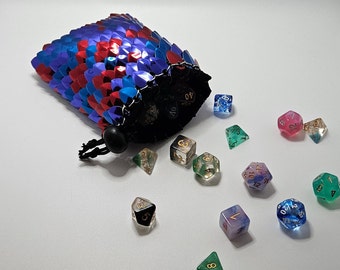 Dragon Scale Dice Bag | DND Dice Bag | 4×5.5 Red, Blue, Purple | Scalemail