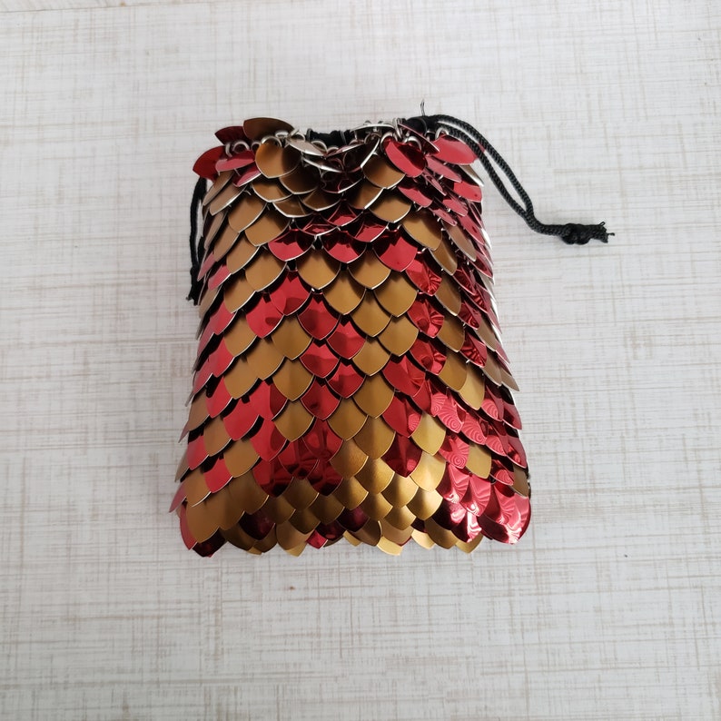 Scale Dice Bag 4\u00d75.5 Red and Bronze