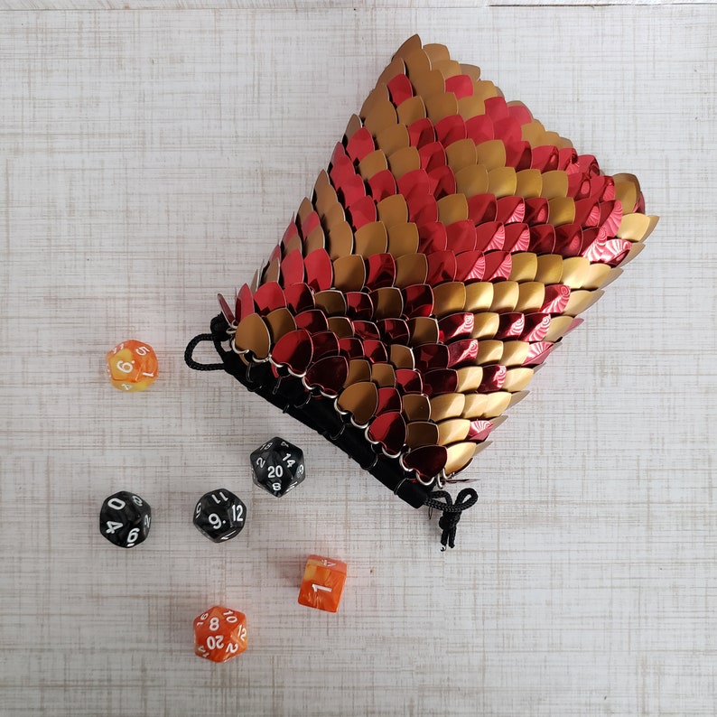 Scale Dice Bag 4\u00d75.5 Red and Bronze