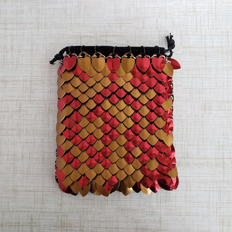 Scale Dice Bag 4\u00d75.5 Red and Bronze