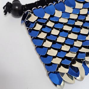 Dragon Scale Dice Bag | DND Dice Bag | 3x4 Blue and Gold | Scalemail