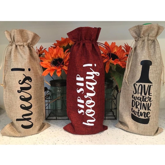 Burlap Wine Bags Etsy