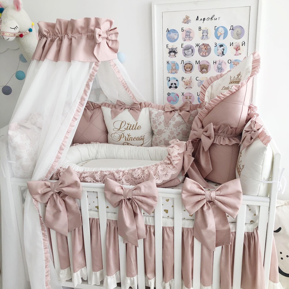 Baby Girl Crib Bedding Set Luxury Crib Bedding Baby Nest Crib Etsy