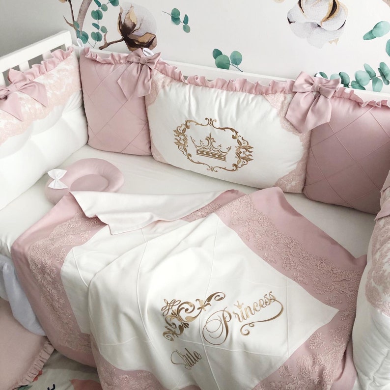 Baby Bumper Set for Girl. Crib Bumber Pads With Crib Sheet. Etsy