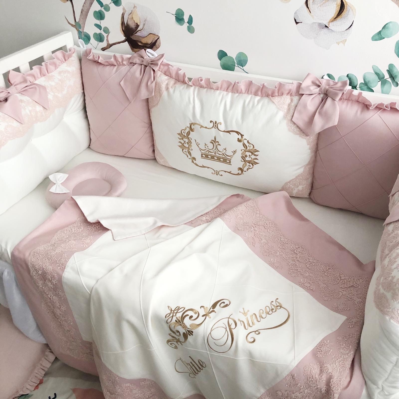 Baby Bumper Set for Girl. Crib Bumber Pads With Crib Sheet. Etsy