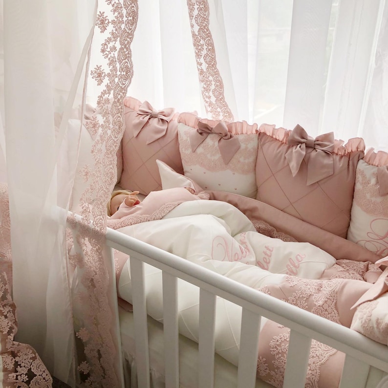 Baby girl crib bedding set with bumper Personalized Crib Etsy