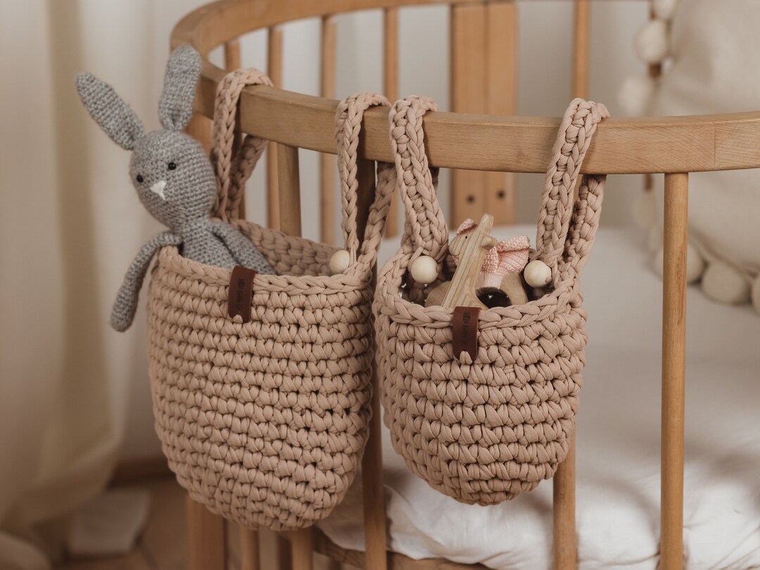 Set of Two Crib Organizer Crib Storage Hanging Basket Etsy