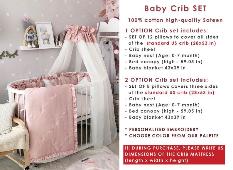 Baby Girl Crib Bedding Set Luxury Crib Bedding Baby Nest Crib Etsy
