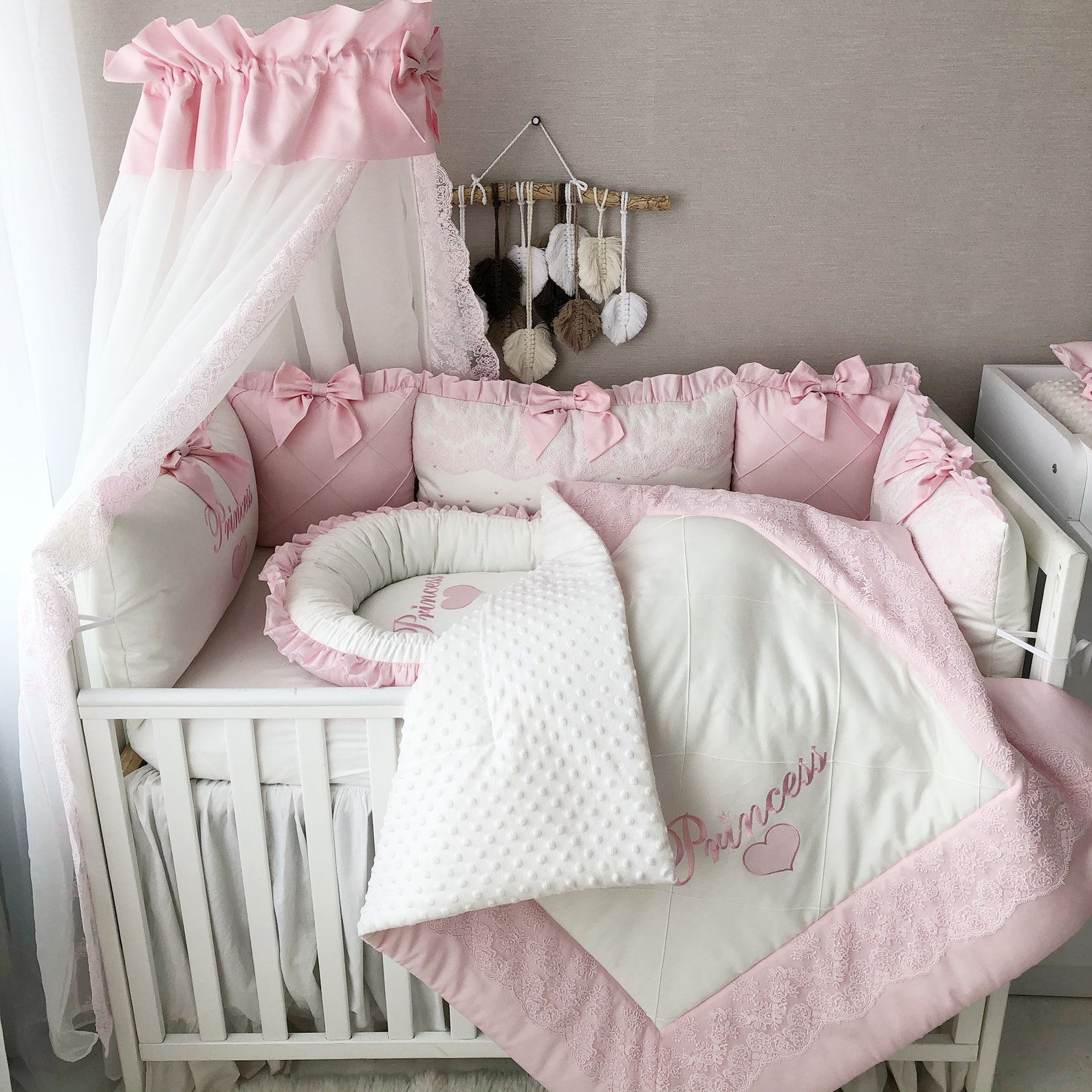 Baby Bumper Set for Girl. Crib Bumber Pads With Crib Sheet. Etsy