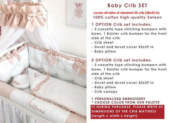 Crib Bedding Set Neutral Baby Girl Crib Bedding Set Crib Etsy