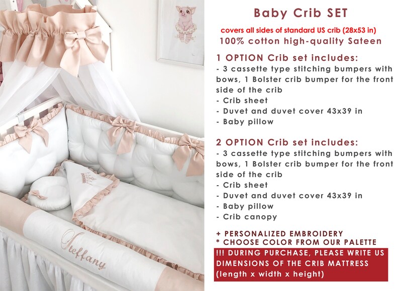 Crib Bedding Set Neutral Baby girl crib bedding set crib Etsy