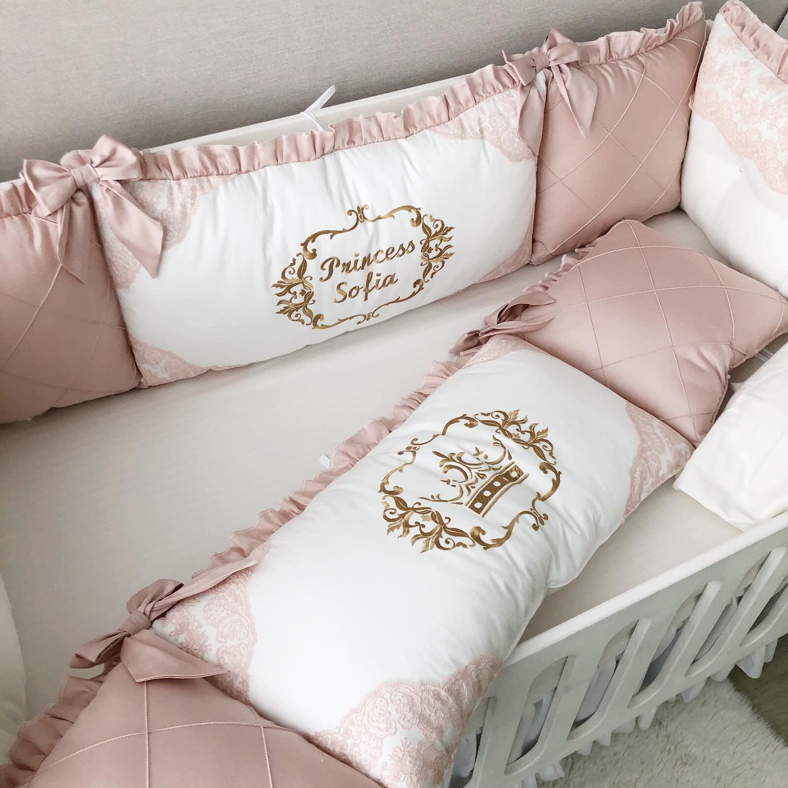 Baby Bumper Set for Girl. Crib Bumber Pads With Crib Sheet. Etsy