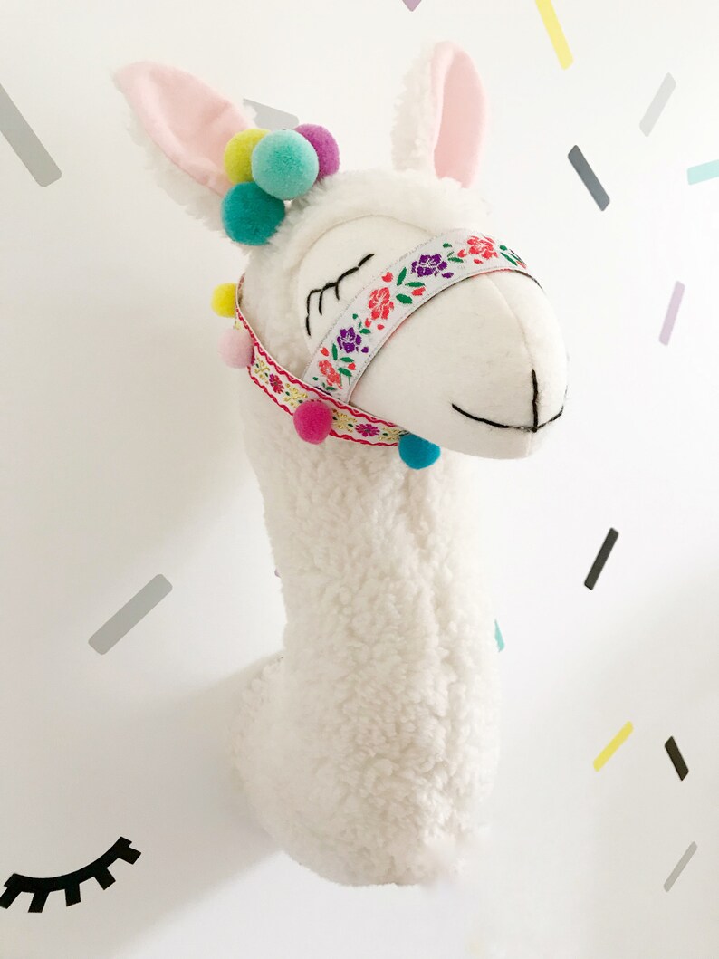 Lama head stuffed animal wall decor. Llama animal head wall | Etsy