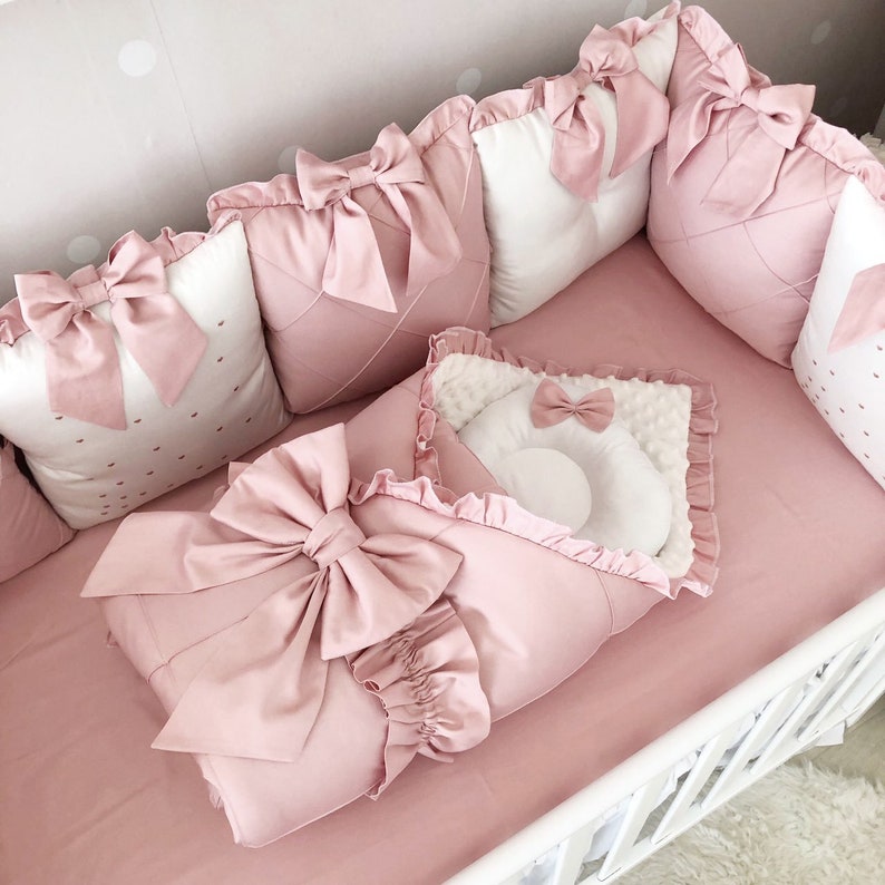 Baby Girl Crib Bedding Set Luxury Crib Bedding Baby Nest Crib Etsy