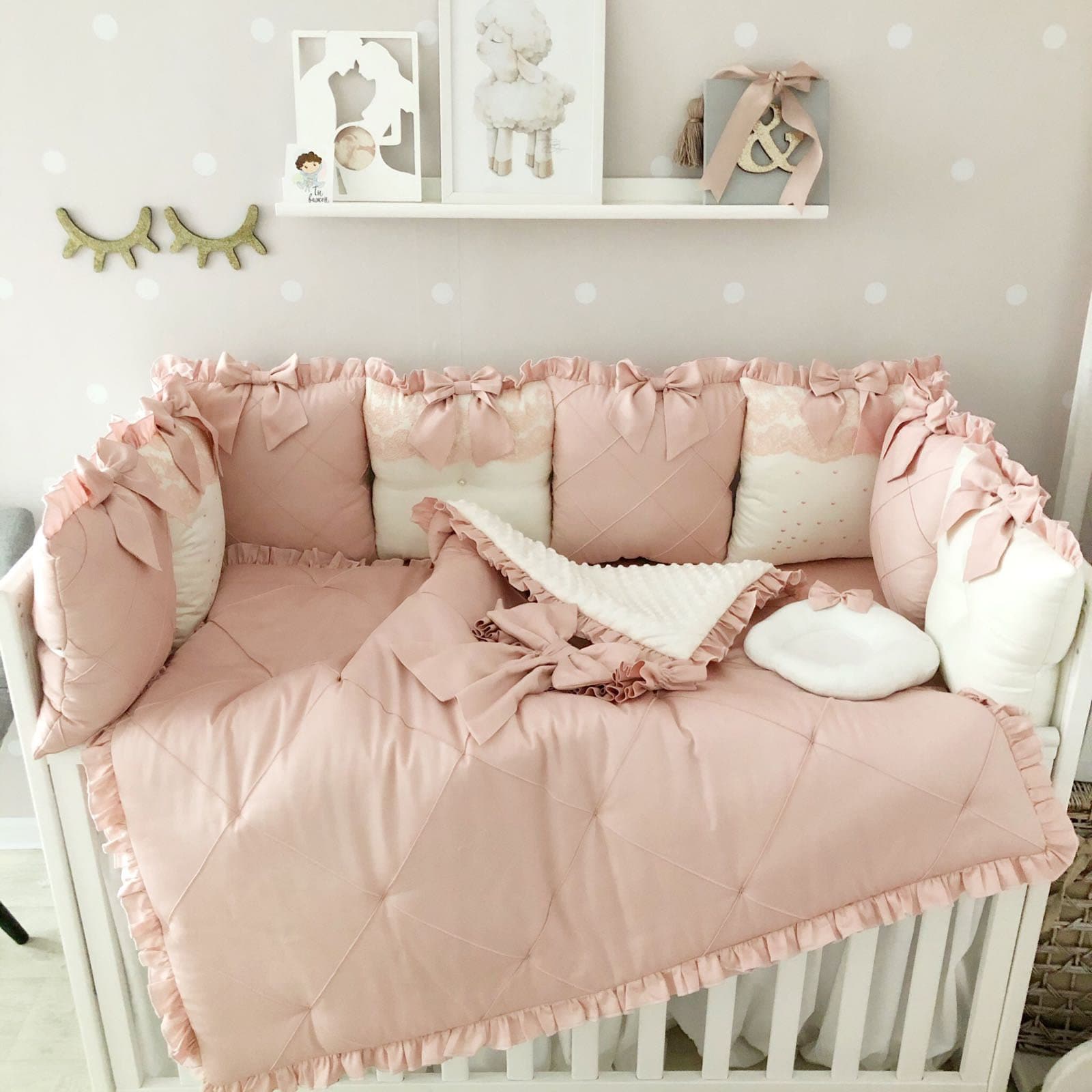 Baby Bumper Set for Girl. Crib Bumber Pads With Crib Sheet. Etsy