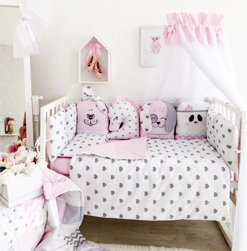 Baby Crib Set For Girl Girl Crib Bedding Set Crib Bumper Etsy