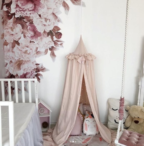 pink canopy for girls bed