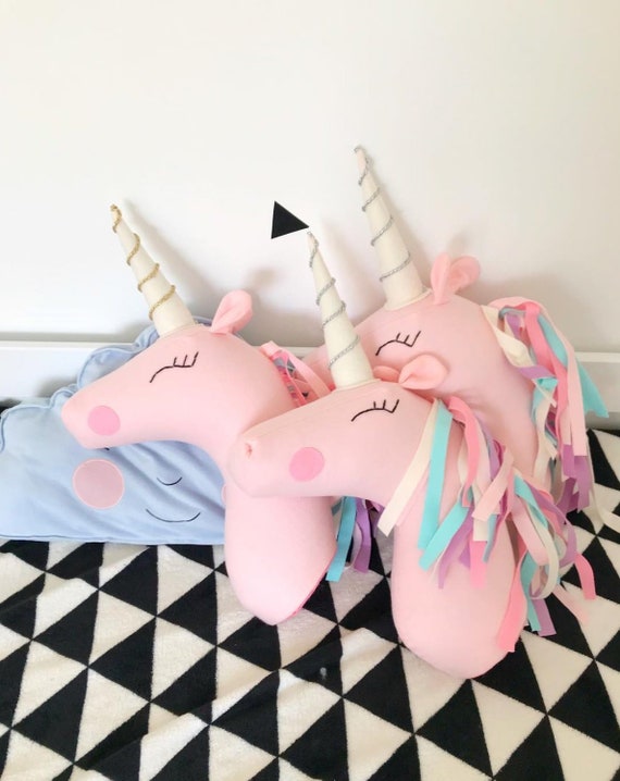 stuffed unicorn head wall decor