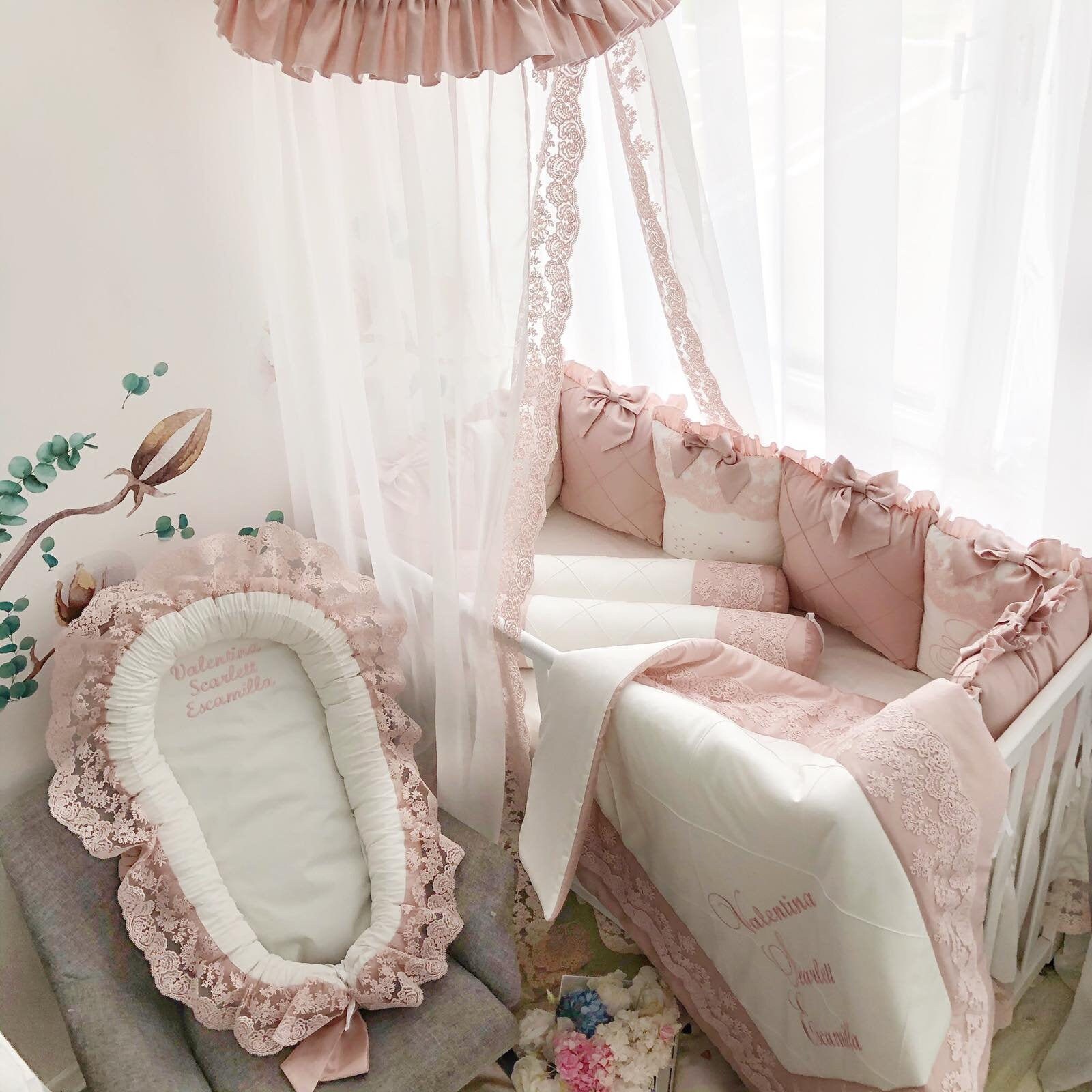 baby girl cot bumper set
